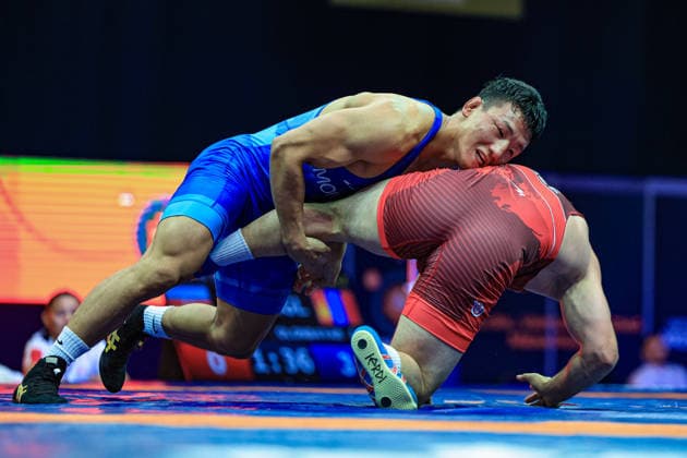 Wrestling Ranking Series Polyak & Janos & Istvan Memorial 79kg FS - Suldkhuu Olonbayar (MGL) df. Dzhabrail Gadzhiev (AZE) *** Wrestling Ranking Series: Janos Istvan Polyak Memorial, 79 kg Freestyle: Suldkhuu Olonbayar (MGL) defeated Dzhabrail Gadzhiev (AZE) Copyright: xUnitedxWorldxWrestlingx xAmirrezx United World Wrestling Kadir C