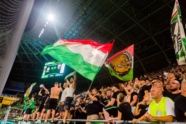 Ferencvaros v Vojvodina, UEFA Europa League qualification, Budapest, Hungary Budapest, Hungary. 16th, July 2026. Football fans of Ferencvaros on the stands during the UEFA Europa League qualification match between Ferencvaros and Vojvodina at Groupama Arena in Budapest. Hungary, Budapest  Copyright: xGonzalesxPhoto BalazsxPopalx