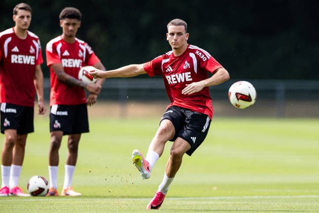 COLOGNE, GERMANY - JULY 17: Said El Mala (1. FC Koeln, 13) shooting the ball during a training session of season 2026 27 at Geissbockheim on July 17, 2026 in Cologne, Germany. North Rhine Westphalia Germany Copyright: xSteffiexWunderlx