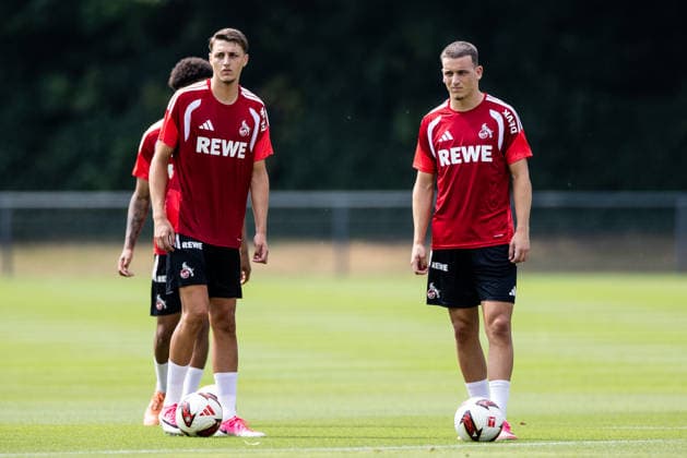 COLOGNE, GERMANY - JULY 17: Malek El Mala (1. FC Koeln, 19) and Said El Mala (1. FC Koeln, 13) during a training session of season 2026 27 at Geissbockheim on July 17, 2026 in Cologne, Germany. North Rhine Westphalia Germany Copyright: xSteffiexWunderlx