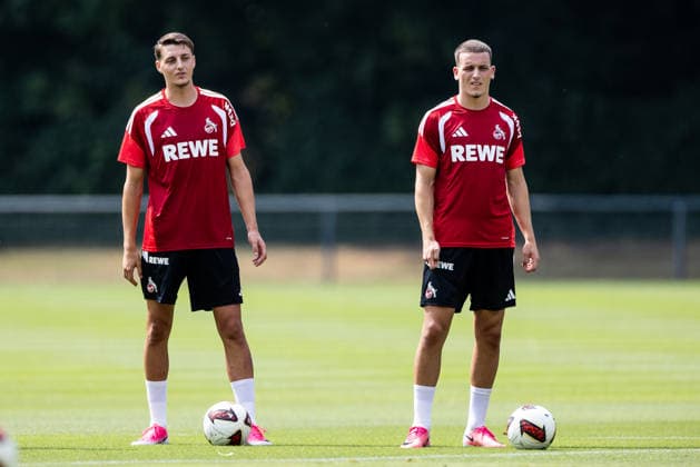 COLOGNE, GERMANY - JULY 17: Malek El Mala (1. FC Koeln, 19) and Said El Mala (1. FC Koeln, 13) during a training session of season 2026 27 at Geissbockheim on July 17, 2026 in Cologne, Germany. North Rhine Westphalia Germany Copyright: xSteffiexWunderlx