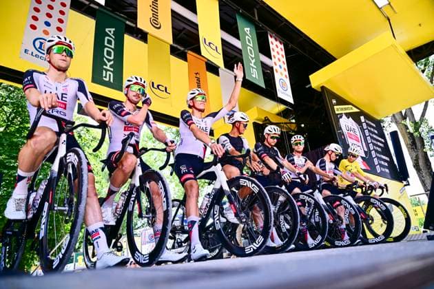 Tour de France 2026 Stage 13 BELFORT, FRANCE - JULY 17 : Politt Nils (GER) of UAE Team Emirates XRG on the podium before the start of race during stage 13 of the 113rd edition of Tour de France an UCI World Tour 2.UWT cycling road race stage for Men Elite of 205 km with start in Dole and finish in Belfort on July 17, 2026 in Belfort, France, 17 07 2026 Belfort France  Copyright: xPeterxDexVoechtx