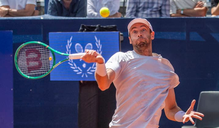 July 17, 2026, Gstaad, Bern, Switzerland: Gstaad Switzerland, 07 17 2026: QUENTIN HALYS of France is in action during Round of 16 of EFG Swiss Open Gstaad ATP, Tennis Herren 250,Tennis Herren 250, which is known as the Swiss Gstaad Open and took place at Roy Emerson Arena in Gstaad, which is located in the famous ski resort of Gstaad and which is located in the Bernese Oberland..Quentin HALYS won 6-3; 3-6; 7-6. Tennis 2026: Swiss Open  - ZUMAd206 20260717_zip_d206_039 Copyright: xEricxDubostx