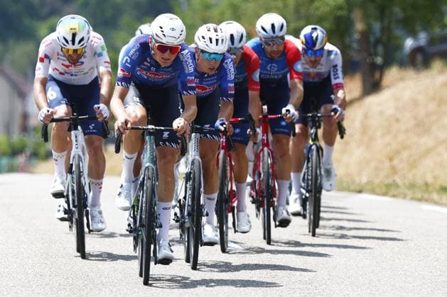 Belgian Emiel Verstrynge of Alpecin-Premier Tech and Belgian Jasper Philipsen of Alpecin-Premier Tech pictured in action during stage 13 of the 2026 Tour de France cycling race, a stage of 205km from Dole to Belfort, on Friday 17 July 2026. The 113th edition of the Tour de France starts on Saturday 4 July in Barcelona, Spain, and will finish in Paris, France on the 26th of July. POOLxLUCAxBETTINI  x181332037x