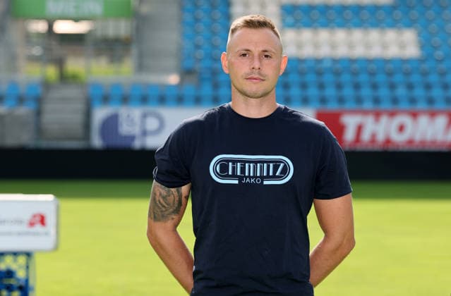 Chemnitz - Teamfoto Regionalliga Nordost Torwarttrainer Patrik Brencic, Chemnitzer FC; Regionalliga Nordost,Ê Porträttermin, 2026 2027, , Chemnitz, 17.07.2026, Stadion an der Gellertstraße, Fußball, Regionalliga Nordost, Nur für journalistische Zwecke. Only for editorial use! , *** Chemnitz Team Photo, Northeast Regional League: Goalkeeper Coach Patrik Brencic, Chemnitzer FC, Northeast Regional League, Portrait Session, 2026–2027, , Chemnitz, July 17, 2026, Gellertstraße Stadium, soccer, Northeast Regional League, For editorial use only, Picture Point