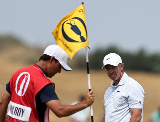 RECORD DATE NOT STATED 17th July 2026; Royal Birkdale Golf Club, Southport, Merseyside, England; The Open Championship Day Two; Rory McIlroy (NIR) reacts as his putt for an eagle on the par four 9th hole narrowly misses DavidxBlunsden