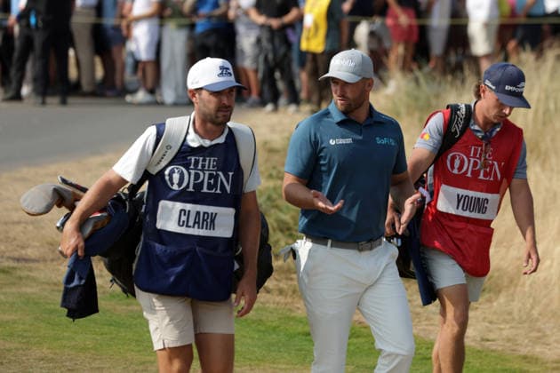 RECORD DATE NOT STATED 17th July 2026; Royal Birkdale Golf Club, Southport, Merseyside, England; The Open Championship Day Two; Wyndham Clark (USA) walks from the tee at the opening hole DavidxBlunsden