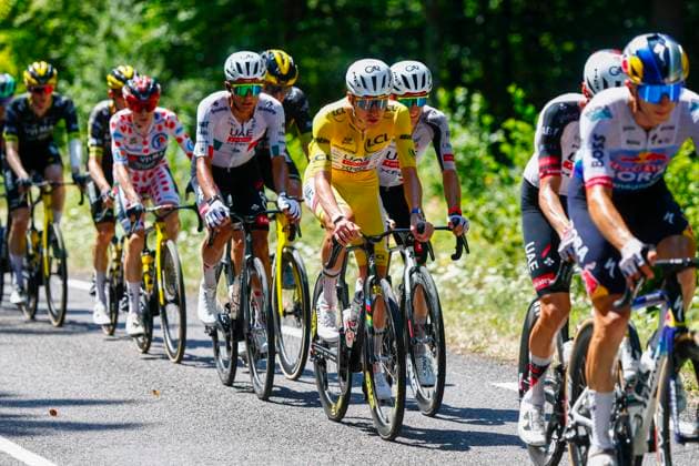 Tour de France 2026 Stage 13 BELFORT, FRANCE - JULY 17 : Pogacar Tadej (SLO) of UAE Team Emirates XRG in action during stage 13 of the 113rd edition of Tour de France an UCI World Tour 2.UWT cycling road race stage for Men Elite of 205 km with start in Dole and finish in Belfort on July 17, 2026 in Belfort, France, 17 07 2026 Belfort France  Copyright: xLucaxBettinix