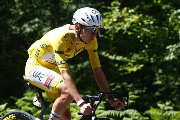 Slovenian Tadej Pogacar of UAE Team Emirates XRG wearing the yellow jersey of leader in the overall ranking pictured in action during stage 13 of the 2026 Tour de France cycling race, a stage of 205km from Dole to Belfort, on Friday 17 July 2026. The 113th edition of the Tour de France starts on Saturday 4 July in Barcelona, Spain, and will finish in Paris, France on the 26th of July. POOLxLUCAxBETTINI  x181335340x