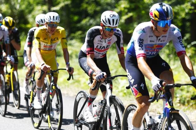 Austrian Felix Grossschartner of UAE Team Emirates XRG pictured in action during stage 13 of the 2026 Tour de France cycling race, a stage of 205km from Dole to Belfort, on Friday 17 July 2026. The 113th edition of the Tour de France starts on Saturday 4 July in Barcelona, Spain, and will finish in Paris, France on the 26th of July. POOLxLUCAxBETTINI  x181335345x