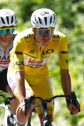Slovenian Tadej Pogacar of UAE Team Emirates XRG wearing the yellow jersey of leader in the overall ranking pictured in action during stage 13 of the 2026 Tour de France cycling race, a stage of 205km from Dole to Belfort, on Friday 17 July 2026. The 113th edition of the Tour de France starts on Saturday 4 July in Barcelona, Spain, and will finish in Paris, France on the 26th of July. POOLxLUCAxBETTINI  x181335387x
