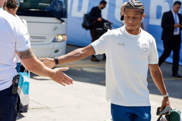 SSC Napoli preseason 2026-27 Napoli s Brazilian forward David Neres during the arrival of SSC Napoli™s 2026 27 pre-season training camp in Val di Sole, Trentino, Dimaro Folgarida, 17 July 2026. _BPH5260 Copyright: xAntonioxBalascox