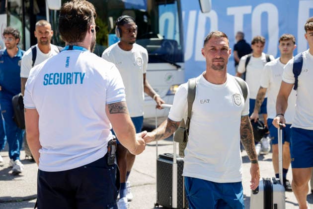 SSC Napoli preseason 2026-27 Napoli s Italian forward Matteo Politano during the arrival of SSC Napoli™s 2026 27 pre-season training camp in Val di Sole, Trentino, Dimaro Folgarida, 17 July 2026. _BPH5408 Copyright: xAntonioxBalascox