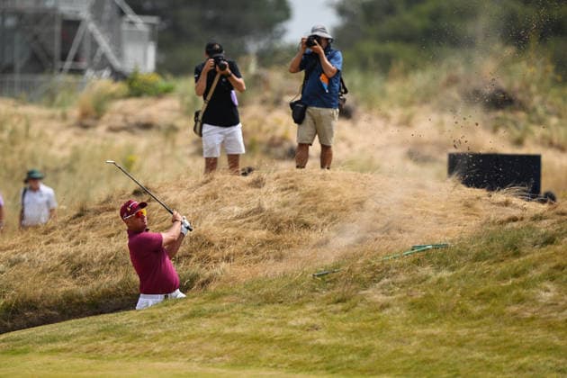 Lucas Herbert (AUS) leader of the Open Championship with a Championship equalling record -8 on the 14th fairway in a bunker 154th Open Golf Championships, Royal Birkdale, Southport, UK - 17 Jul 2026Southport Royal Birkdale United Kingdom  Copyright: xGreigxCowie Shutterstockx 16988294bk