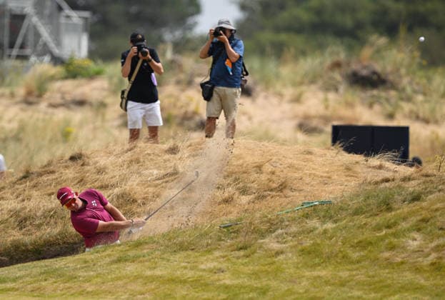 Lucas Herbert (AUS) leader of the Open Championship with a Championship equalling record -8 on the 14th fairway in a bunker 154th Open Golf Championships, Royal Birkdale, Southport, UK - 17 Jul 2026Southport Royal Birkdale United Kingdom  Copyright: xGreigxCowie Shutterstockx 16988294bl