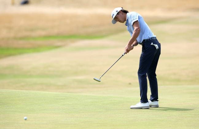 154th Open Golf Championships - Round 2 Johnny Keefer of the USA plays a putt on the 17th hole during Round 2 of the British Open Golf Championships at Royal Birkdale in Southport, Britain, 17 July 2026. SOUTHPORT UNITED KINGDOM  Copyright: xADAMxVAUGHANx
