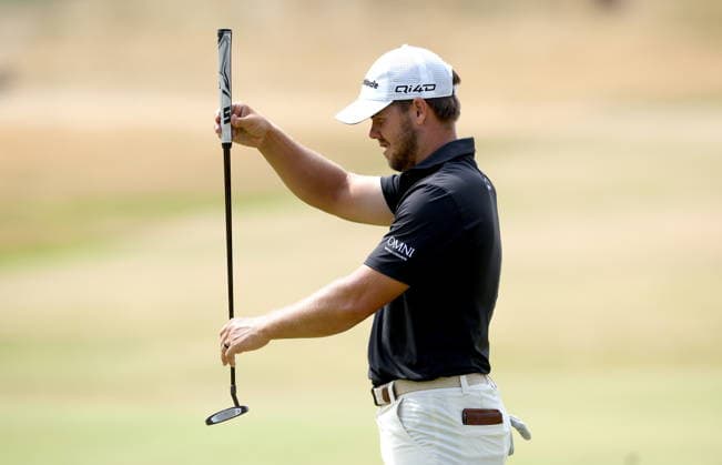 154th Open Golf Championships - Round 2 Pierceson Coody of the USA lines up a putt on the 17th hole during Round 2 of the British Open Golf Championships at Royal Birkdale in Southport, Britain, 17 July 2026. SOUTHPORT UNITED KINGDOM  Copyright: xADAMxVAUGHANx