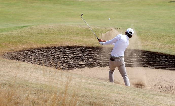 154th Open Golf Championships - Round 2 Jack Buchanan of South Africa plays a shot from a bunker on the 17th hole during Round 2 of the British Open Golf Championships at Royal Birkdale in Southport, Britain, 17 July 2026. SOUTHPORT UNITED KINGDOM  Copyright: xADAMxVAUGHANx