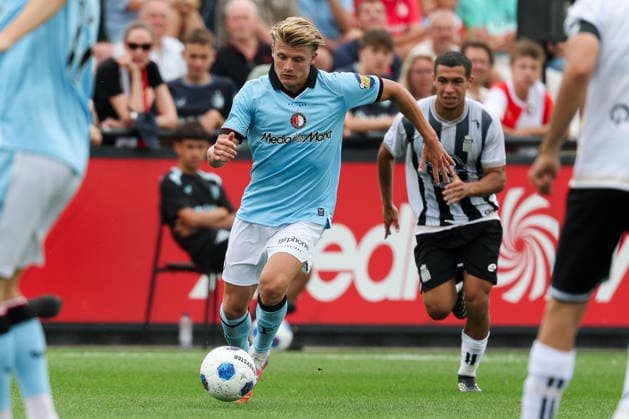 2026-07-17 Feyenoord v Sporting Charleroi - Pre Season Friendly ROTTERDAM, NETHERLANDS - JULY 17: Sem Steijn of Feyenoord in action during the Pre Season Friendly match between Feyenoord and Sporting Charleroi at Sportcomplex Varkenoord on July 17, 2026 in Rotterdam, Netherlands. Rotterdam Sportcomplex Varkenoord Netherlands Content not available for redistribution in The Netherlands directly or indirectly through any third parties. Copyright: xHansxvanxderxValkx
