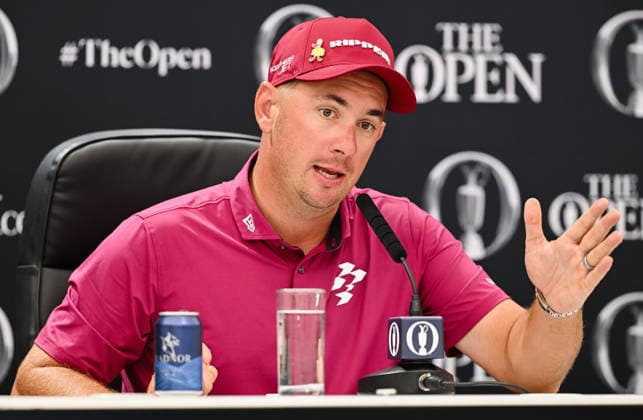 Lucas Herbert (AUS) in the press interview after shooting a -8 to lead the Open 154th Open Golf Championships, Royal Birkdale, Southport, UK - 17 Jul 2026Southport Royal Birkdale United Kingdom  Copyright: xGreigxCowie Shutterstockx 16988294cf