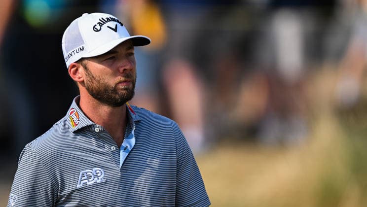 Sam Burns (USA) who shot at championship equalling record -8 on the 1st Tee 154th Open Golf Championships, Royal Birkdale, Southport, UK - 17 Jul 2026Southport Royal Birkdale United Kingdom  Copyright: xGreigxCowie Shutterstockx 16988294cb