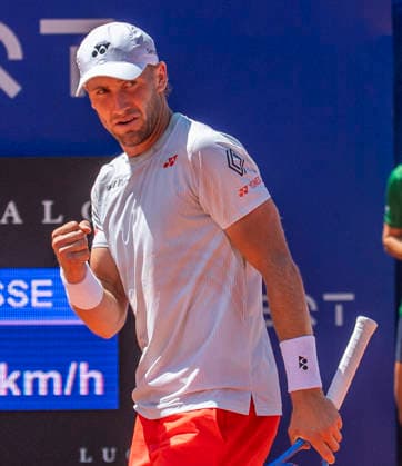 July 17, 2026, Gstaad, Bern, Switzerland: Gstaad Switzerland, 07 17 2026: CASPER RUUD of Norway celebrates during swmi-finals of EFG Swiss Open Gstaad ATP, Tennis Herren 250,Tennis Herren 250, which is known as the Swiss Gstaad Open and took place at Roy Emerson Arena in Gstaad, which is located in the famous ski resort of Gstaad and which is located in the Bernese Oberland. Gstaad Switzerland - ZUMAd206 20260717_zip_d206_056 Copyright: xEricxDubostx