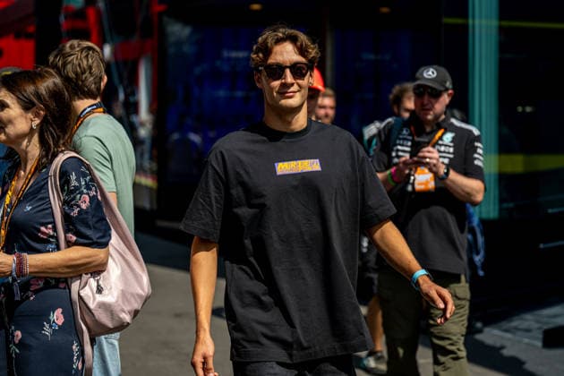 STAVELOT, BELGIUM: George Russell, racing for the Mercedes team during the 2026 Formula 1 Belgian Grand Prix at the Circuit de Spa-Francorchamps in Stavelot, Belgium