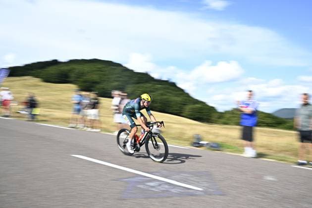 Danish Mads Pedersen of Lidl-Trek pictured in action during stage 13 of the 2026 Tour de France cycling race, a stage of 205km from Dole to Belfort, on Friday 17 July 2026. The 113th edition of the Tour de France starts on Saturday 4 July in Barcelona, Spain, and will finish in Paris, France on the 26th of July. JASPERxJACOBS  x181349797x