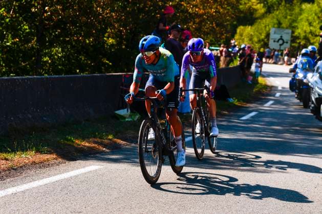 Tour de France 2026 Stage 13 BELFORT, FRANCE - JULY 17 : Tejada Harold (COL) of XDS Astana Team and Schmid Mauro (SUI) of Team Jayco AlUla in the escape pack during stage 13 of the 113rd edition of Tour de France an UCI World Tour 2.UWT cycling road race stage for Men Elite of 205 km with start in Dole and finish in Belfort on July 17, 2026 in Belfort, France, 17 07 2026 Belfort France  Copyright: xLucaxBettinix