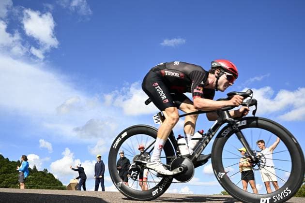 Swiss Marc Hirschi of Tudor Pro Cycling Team pictured in action during stage 13 of the 2026 Tour de France cycling race, a stage of 205km from Dole to Belfort, on Friday 17 July 2026. The 113th edition of the Tour de France starts on Saturday 4 July in Barcelona, Spain, and will finish in Paris, France on the 26th of July. JASPERxJACOBS  x181351378x