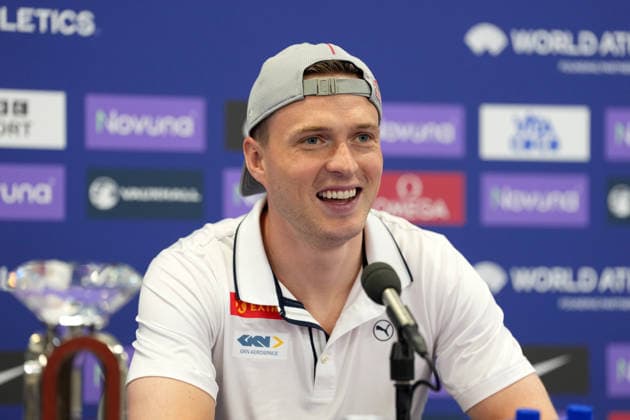 Track and Field: London Athletics Meet Karsten Warholm (NOR) during London Athletics Meet press conference, PK, Pressekonferenz at London Stadium, Friday, July 17, 2026, in London, United Kingdom. London England United Kingdom EDITORIAL USE ONLY Copyright: xImagexofxSportx ImagexofxSportx iosphotos414866