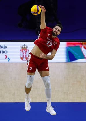 WomenÕs Volleyball Nations League - Belgrade 2026 Turkey s Adis Lagumdzija spikes the ball against during the MenÕs Volleyball Nations League Pool 7 match between Turkiye and Ukraine at Belgrade Arena on July 17, 2026 in Belgrade, Serbia. Belgrade Serbia Copyright: xSrdjanxStevanovicx x