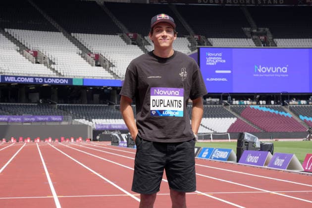 Track and Field: London Athletics Meet Mondo Duplantis aka Armand Duplantis (SWE) poses during London Athletics Meet press conference, PK, Pressekonferenz at London Stadium, Friday, July 17, 2026, in London, United Kingdom. London England United Kingdom EDITORIAL USE ONLY Copyright: xImagexofxSportx ImagexofxSportx iosphotos414857