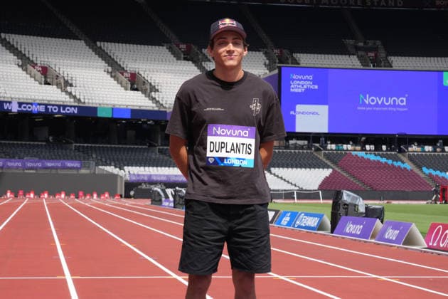 Track and Field: London Athletics Meet Mondo Duplantis aka Armand Duplantis (SWE) poses during London Athletics Meet press conference, PK, Pressekonferenz at London Stadium, Friday, July 17, 2026, in London, United Kingdom. London England United Kingdom EDITORIAL USE ONLY Copyright: xImagexofxSportx ImagexofxSportx iosphotos414860
