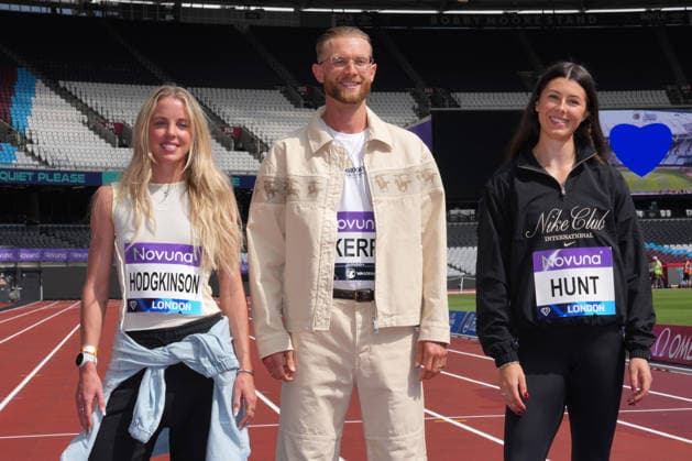 Track and Field: London Athletics Meet Keely Hodgkinson (left), Josh Kerr (center) and Amy Hunt pose during London Athletics Meet press conference, PK, Pressekonferenz at London Stadium, Friday, July 17, 2026, in London, United Kingdom. London England United Kingdom EDITORIAL USE ONLY Copyright: xImagexofxSportx ImagexofxSportx iosphotos414818