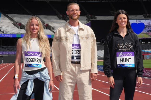 Track and Field: London Athletics Meet Keely Hodgkinson (left), Josh Kerr (center) and Amy Hunt pose during London Athletics Meet press conference, PK, Pressekonferenz at London Stadium, Friday, July 17, 2026, in London, United Kingdom. London England United Kingdom EDITORIAL USE ONLY Copyright: xImagexofxSportx ImagexofxSportx iosphotos414819