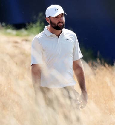 American Scottie Scheffler walks down the first hole during the Second round at the 154th Open Championship at Royal Birkdale in Southport, on Friday, July 17, 2026.  LON2026071740 HUGOxPHILPOTT