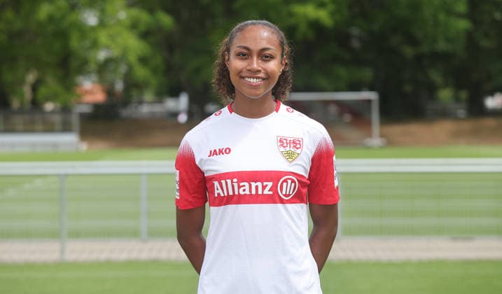 BAU Stuttgart , Katana Norman; VfB Stuttgart Frauen ; 1.BL Frauen, Porträttermin 2026 2027, *** BAU Stuttgart, Katana Norman, VfB Stuttgart Women s 1st Team (Women s Bundesliga), Photo Shoot 2026–2027,