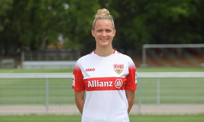 BAU Stuttgart , Jana Beuschlein; VfB Stuttgart Frauen ; 1.BL Frauen, Porträttermin 2026 2027, *** BAU Stuttgart, Jana Beuschlein, VfB Stuttgart Women s 1st Team (Women s Bundesliga), Photo Shoot 2026–2027,