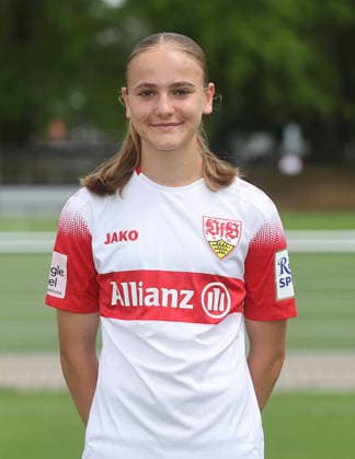 BAU Stuttgart , Muriel Dürr; VfB Stuttgart Frauen ; 1.BL Frauen, Porträttermin 2026 2027, *** BAU Stuttgart, Muriel Dürr, VfB Stuttgart Women s 1st Team (Women s Bundesliga), Photo Shoot 2026–2027,