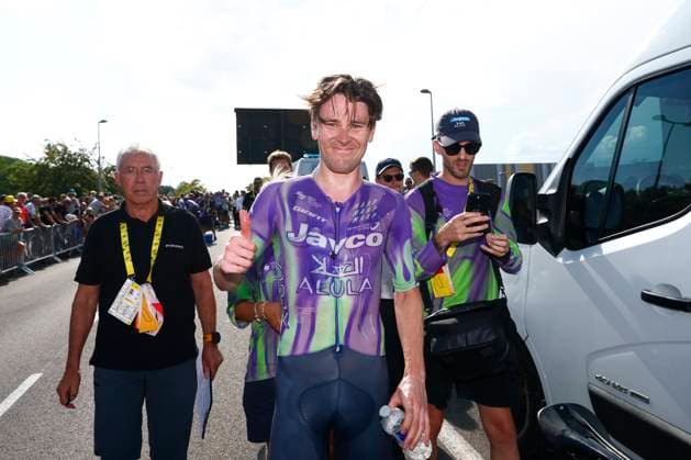 Tour de France 2026 Stage 13 BELFORT, FRANCE - JULY 17 : Schmid Mauro (SUI) of Team Jayco AlUla celebrating his victory during stage 13 of the 113rd edition of Tour de France an UCI World Tour 2.UWT cycling road race stage for Men Elite of 205 km with start in Dole and finish in Belfort on July 17, 2026 in Belfort, France, 17 07 2026 Belfort France  Copyright: xLucaxBettinix