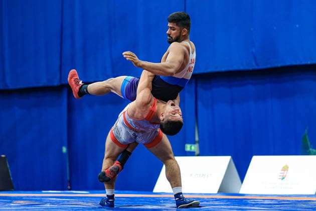 Wrestling Ranking Series Polyak & Janos & Istvan Memorial 77kg GR - Jamol Jumabaev (UZB) df. Aman Aman (IND) *** Wrestling Ranking Series: Janos Istvan Polyak Memorial, 77 kg Greco-Roman: Jamol Jumabaev (UZB) def. Aman Aman (IND) Copyright: xUnitedxWorldxWrestlingx xAmirrezx United World Wrestling Kadir C