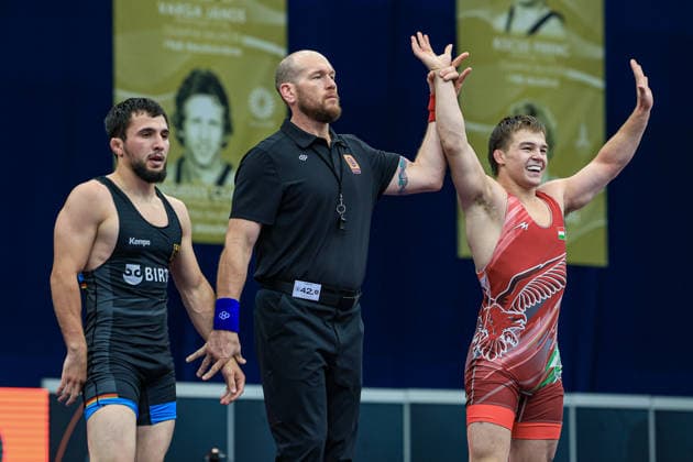 Wrestling Ranking Series Polyak & Janos & Istvan Memorial 77kg GR - Levente Levai (HUN) df. Idris Hanpasaevic Ibaev (GER) *** Wrestling Ranking Series: Janos Istvan Polyak Memorial, 77 kg Greco-Roman: Levente Levai (HUN) def. Idris Hanpasaevic Ibaev (GER) Copyright: xUnitedxWorldxWrestlingx xAmirrezx United World Wrestling Kadir C