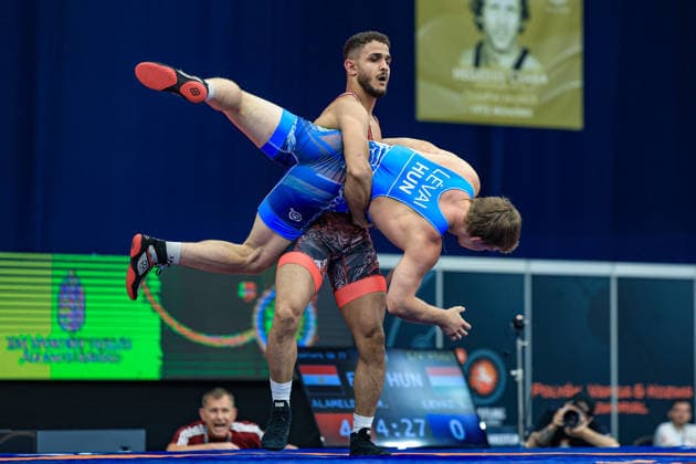 Wrestling Ranking Series Polyak & Janos & Istvan Memorial 77kg GR - Moustafa Hussein Fathy Alameldin (EGY) df. Levente Levai (HUN) *** Wrestling Ranking Series: Janos Istvan Polyak Memorial, 77 kg Greco-Roman: Moustafa Hussein Fathy Alameldin (EGY) def. Levente Levai (HUN) Copyright: xUnitedxWorldxWrestlingx xAmirrezx United World Wrestling Kadir C