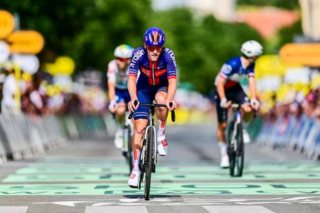 Tour de France 2026 Stage 13 BELFORT, FRANCE - JULY 17 : Dhondt Robbe (BEL) of Team Picnic PostNL at the finish line during stage 13 of the 113rd edition of Tour de France an UCI World Tour 2.UWT cycling road race stage for Men Elite of 205 km with start in Dole and finish in Belfort on July 17, 2026 in Belfort, France, 17 07 2026 Belfort France  Copyright: xPeterxDexVoechtx