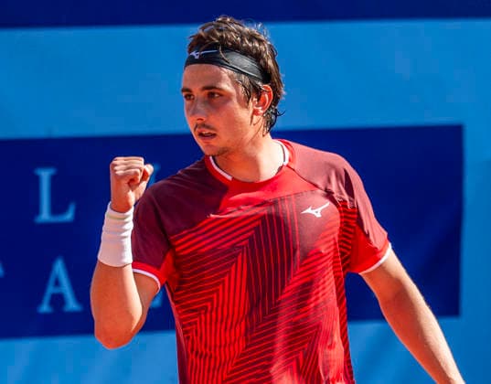 July 17, 2026, Gstaad, Bern, Switzerland: Gstaad Switzerland, 07 17 2026: ALEXANDER SHEVCHENKO of Kazakhstan celebrates during semi-finals of EFG Swiss Open Gstaad ATP, Tennis Herren 250,Tennis Herren 250, which is known as the Swiss Gstaad Open and took place at Roy Emerson Arena in Gstaad, which is located in the famous ski resort of Gstaad and which is located in the Bernese Oberland. Tennis 2026: Swiss Open  - ZUMAd206 20260717_zip_d206_078 Copyright: xEricxDubostx