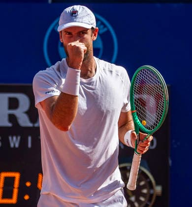 July 17, 2026, Gstaad, Bern, Switzerland: Gstaad Switzerland, 07 17 2026: QUENTIN HALYS of France celebrates during semi-finals of EFG Swiss Open Gstaad ATP, Tennis Herren 250,Tennis Herren 250, which is known as the Swiss Gstaad Open and took place at Roy Emerson Arena in Gstaad, which is located in the famous ski resort of Gstaad and which is located in the Bernese Oberland. Tennis 2026: Swiss Open  - ZUMAd206 20260717_zip_d206_082 Copyright: xEricxDubostx