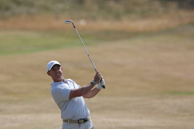 RECORD DATE NOT STATED 17th July 2026; Royal Birkdale Golf Club, Southport, Merseyside, England; The Open Championship Day Two; Rory McIlroy (NIR) plays his second shot to the second green DavidxBlunsden