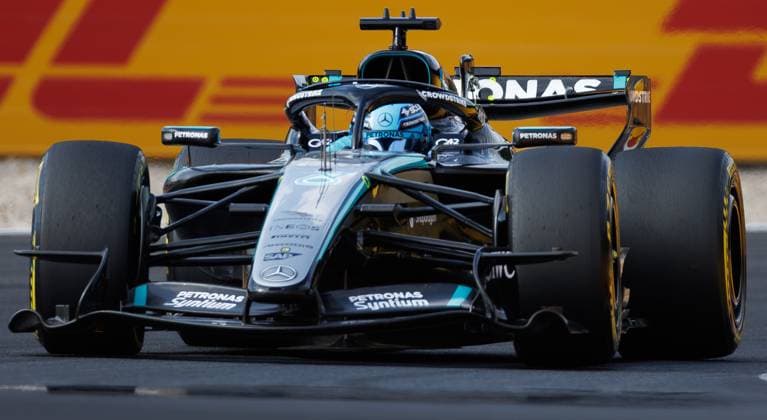 Mercedes UK rider George Russell pictured during a free practice ahead of the Grand Prix F1 of Belgium race, in Spa-Francorchamps, Friday 17 July 2026. The Spa-Francorchamps Formula One Grand Prix takes place this weekend, from July 17th to July 19th. BENOITxDOPPAGNE  x181367336x