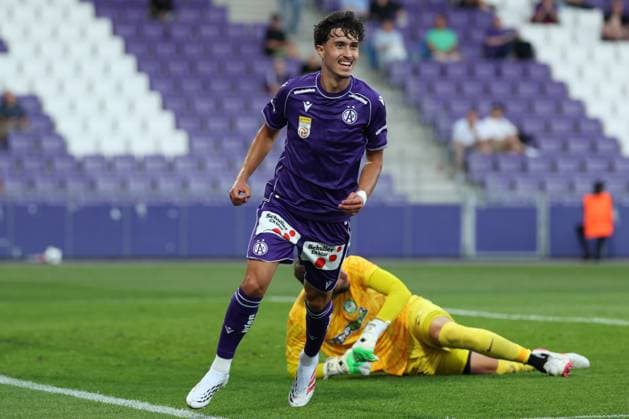 17.July.2026 – SOCCER – FRIENDLY TEST GAME(MEN) - FK Austria Wien (Austria) vs Paksi FC (Hungary) Sanel Saljic (Austria Wien) celebrates his team s first goal VIENNA VIENNA, AUSTRIA – Generali Arena FK Austria Wien Generali Arena AUSTRIA
